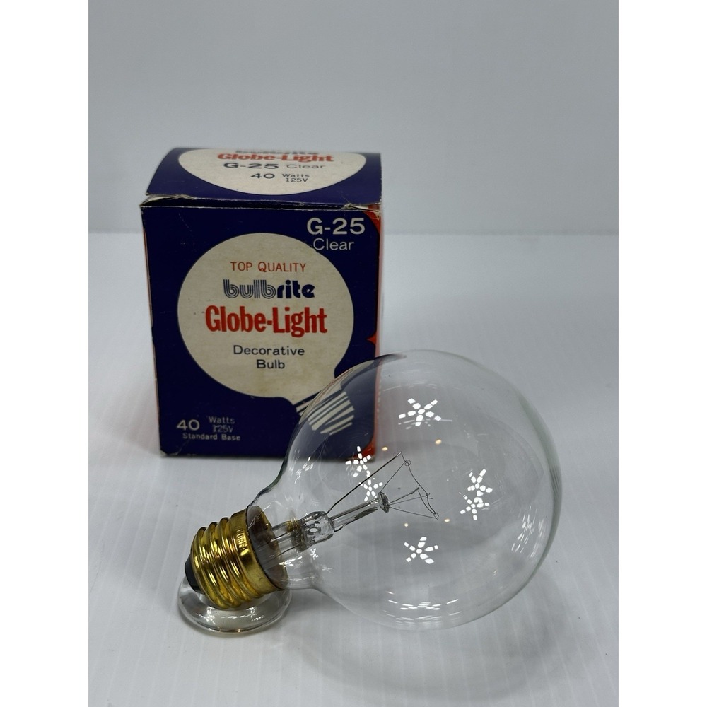 VTG G-25 Clear Top Quality Bulbrite Globe-Light‎ Decorative Bulb 40 W Bulb Rite